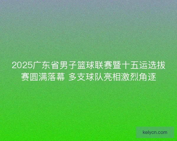 2025广东省男子篮球联赛暨十五运选拔赛圆满落幕 多支球队亮相激烈角逐