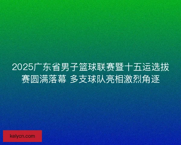 2025广东省男子篮球联赛暨十五运选拔赛圆满落幕 多支球队亮相激烈角逐