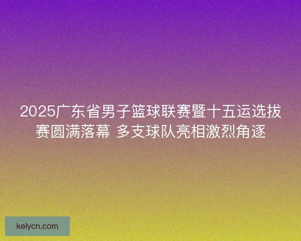 2025广东省男子篮球联赛暨十五运选拔赛圆满落幕 多支球队亮相激烈角逐